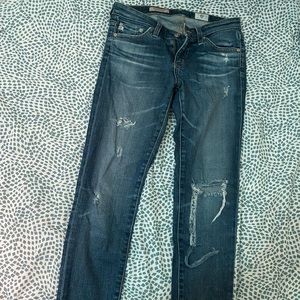 AG The Stilt Roll Up Sz 25 Jeans Cigarette Distressed Destroyed